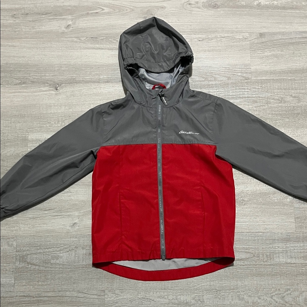 Eddie Bauer Red and Gray Kids Jacket Windbreaker Double Zipped